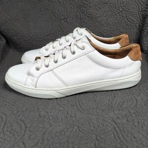 ROBERT TALBOTT Hudson Leather Low Top Lace-up Sneakers White Sneakers  Men's 12M